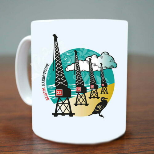 Bristol Harbourside cranes mug