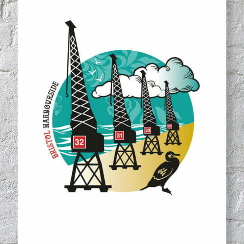 Bristol harbourside cranes print