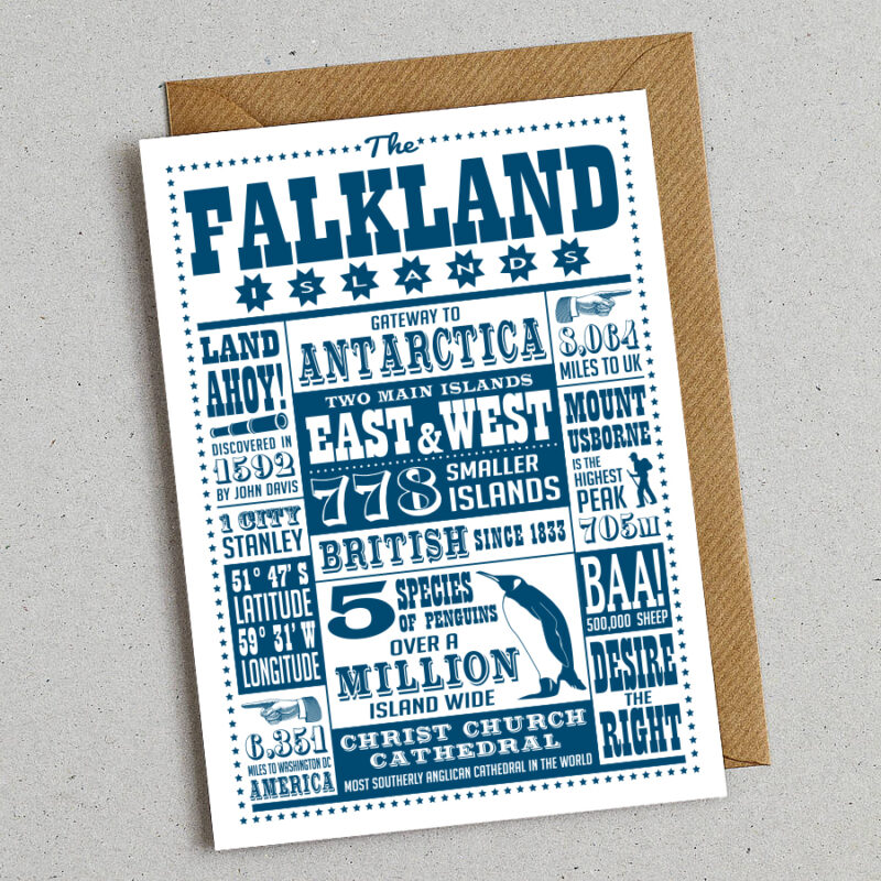 The Falkland Islands facts greetings card