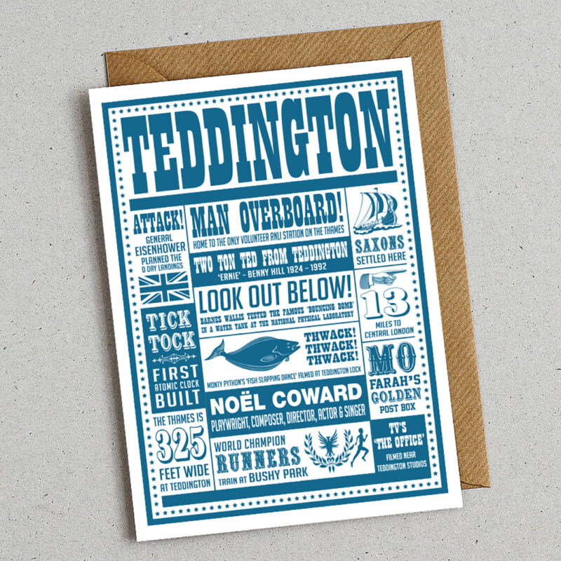 Teddington, Richmond London Facts greetings card