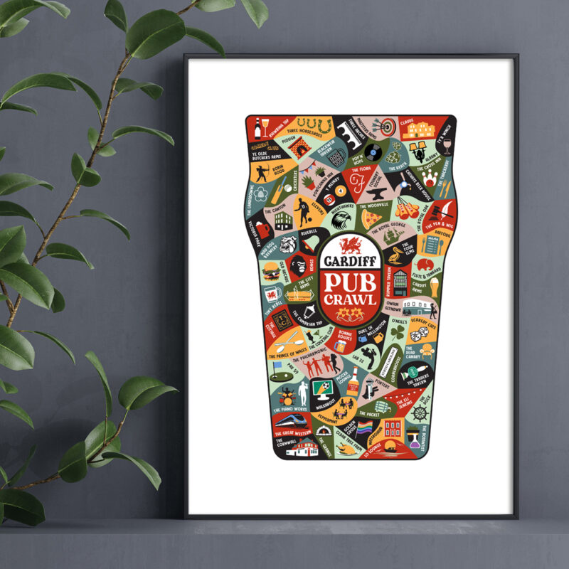 Cardiff Wales Pub crawl print