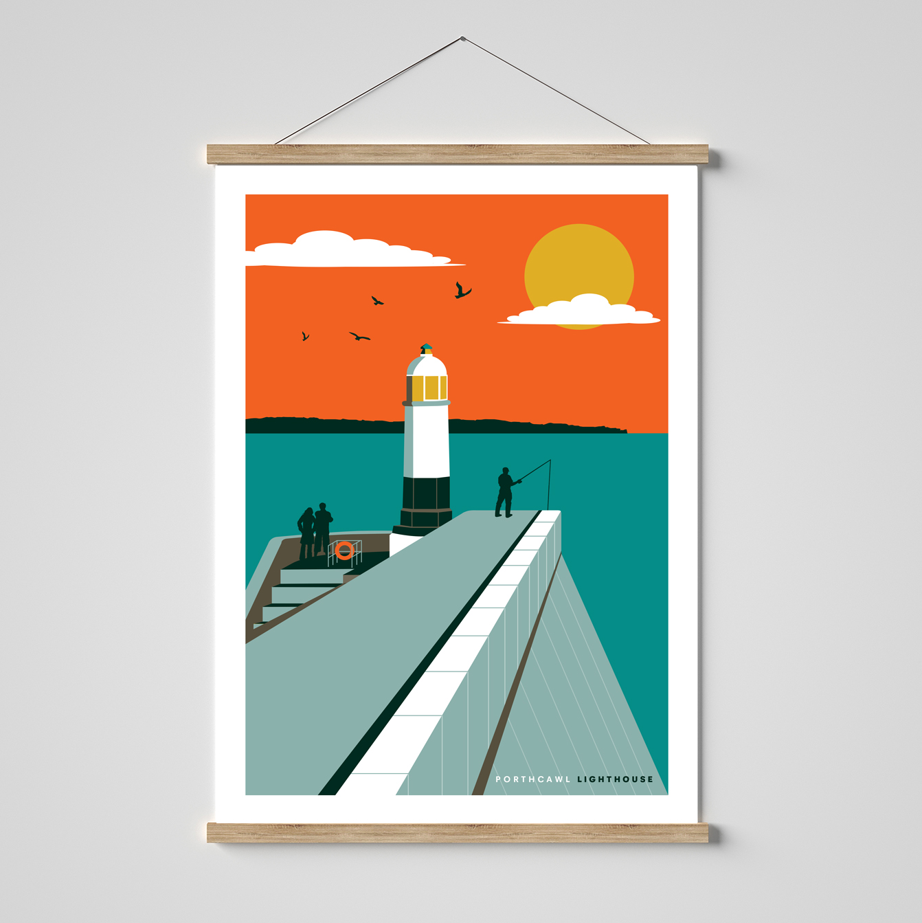 Porthcawl lighthouse and harbour, Porthcawl, South wales print - Image 2