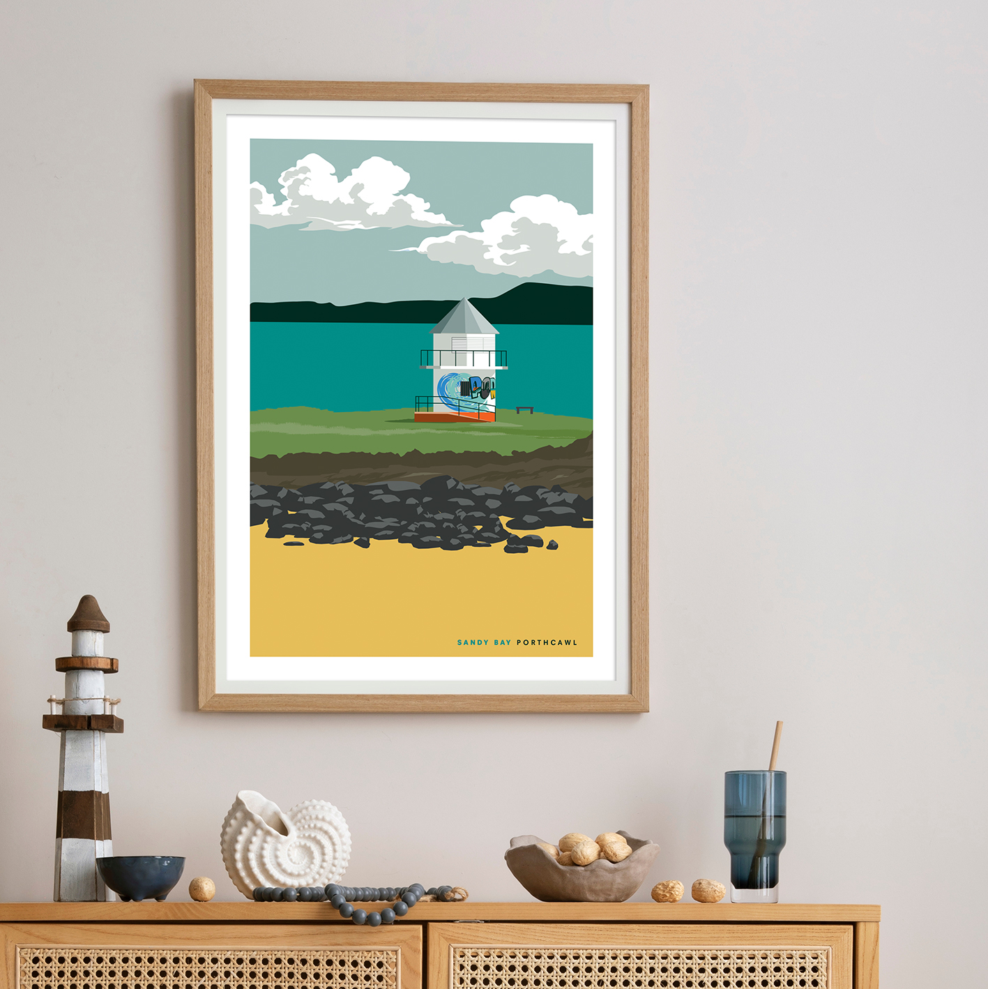 Sandy Bay Watchtower, Porthcawl, South Wales print - Image 2