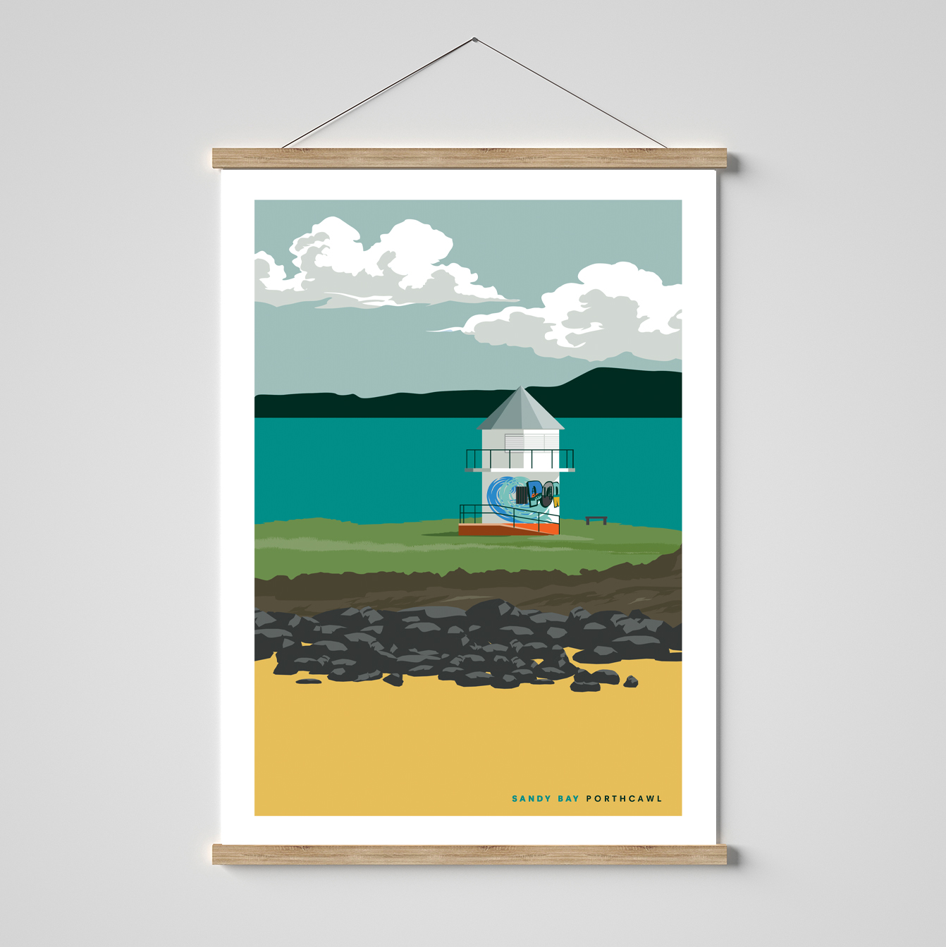 Sandy Bay Watchtower, Porthcawl, South Wales print