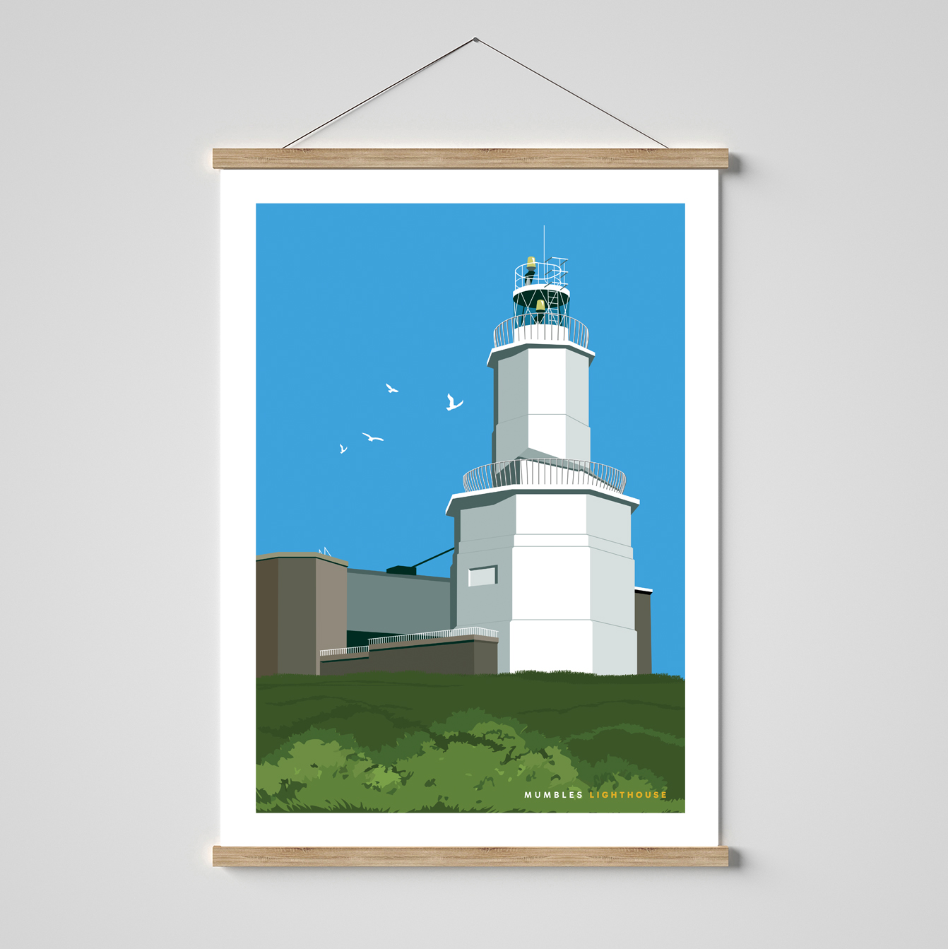 Mumbles lighthouse, Swansea, Gower, South Wales print