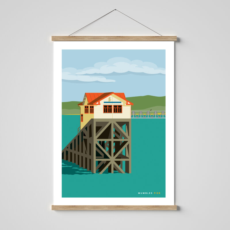 Lifeboat station at Mumbles pier, Swansea, Gower, South Wales print