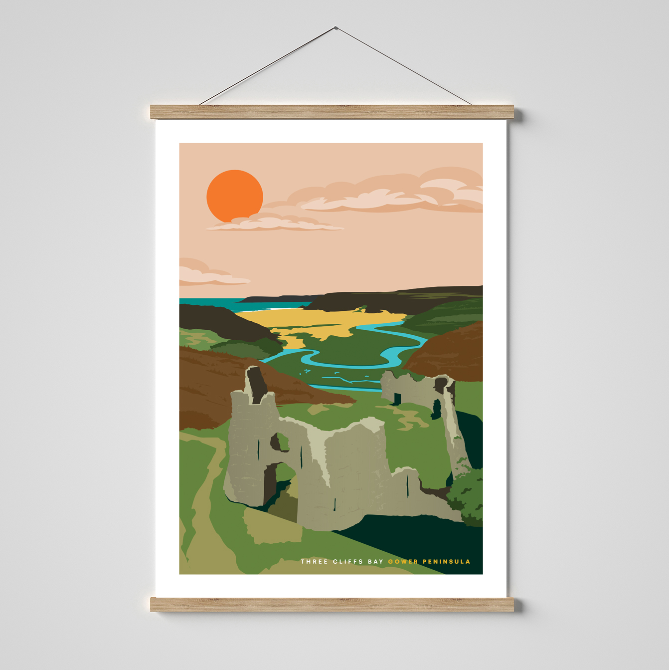 Three Cliffs Bay, Pennard Castle, Gower, South Wales print