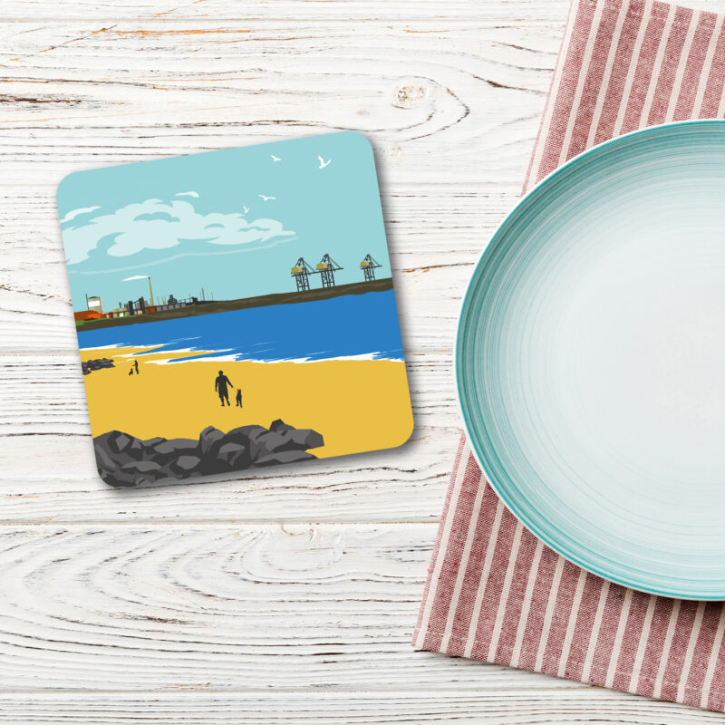 Aberavon beach, Port Talbot steel works, South Wales coaster