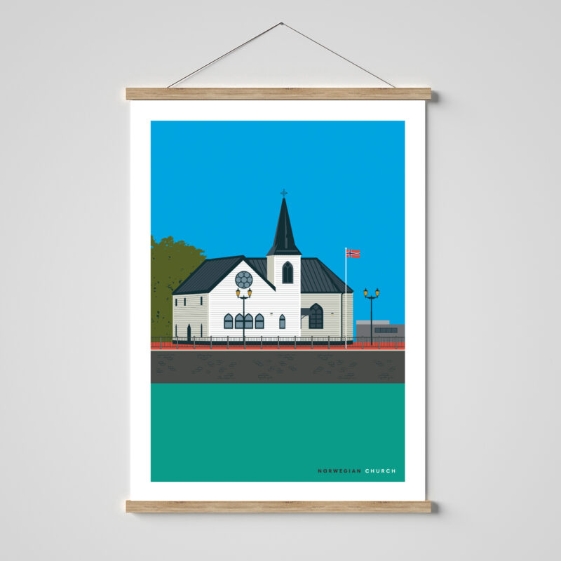 Norwegian Church, Cardiff Bay, South Wales print