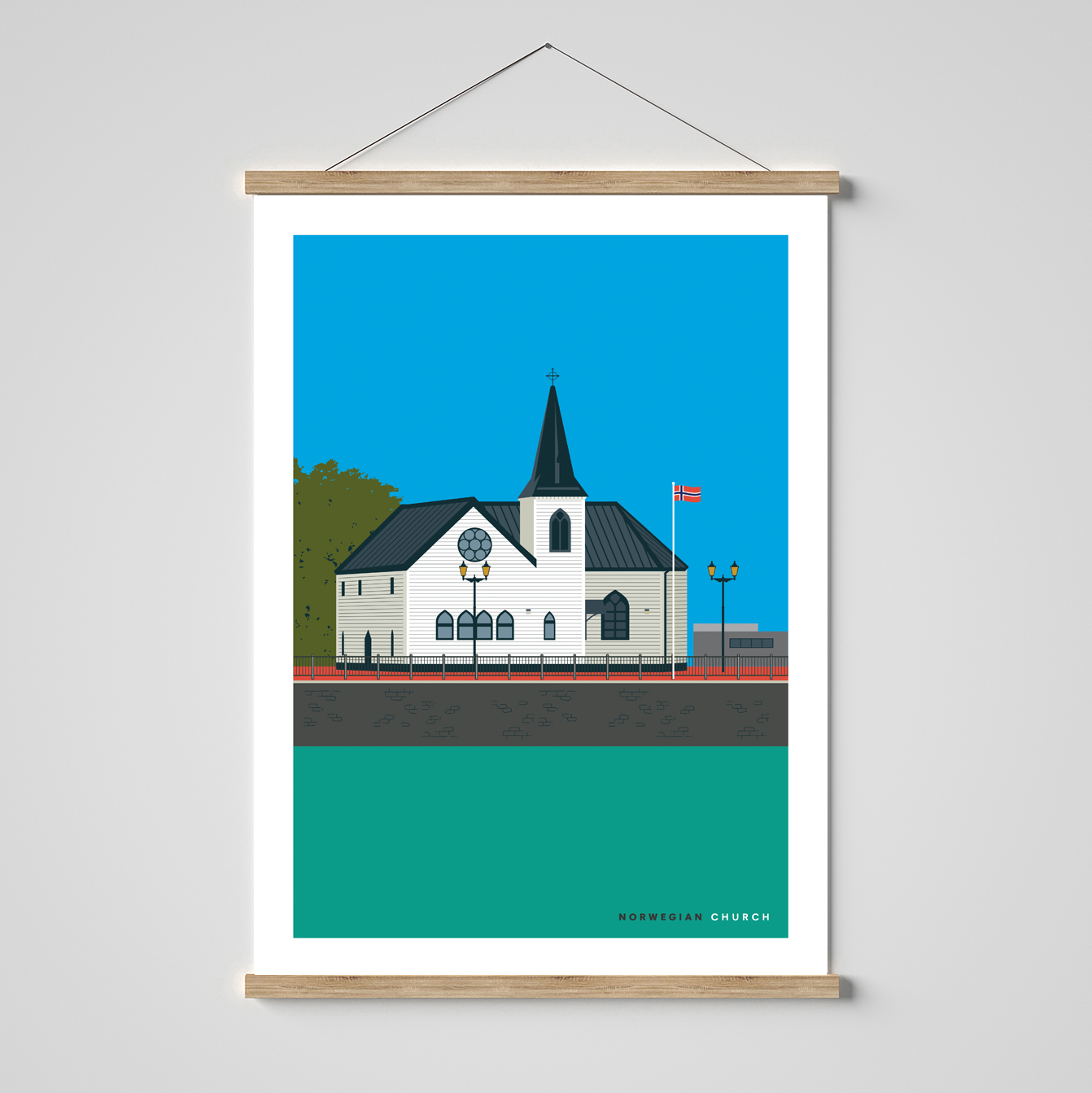 Norwegian Church, Cardiff Bay, South Wales print